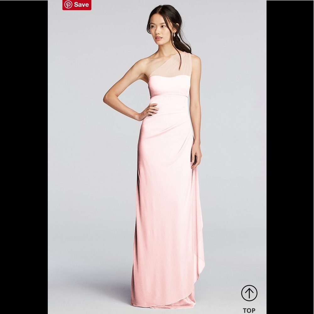 Bridesmaid Long Mesh one shoulder Illusion Dress